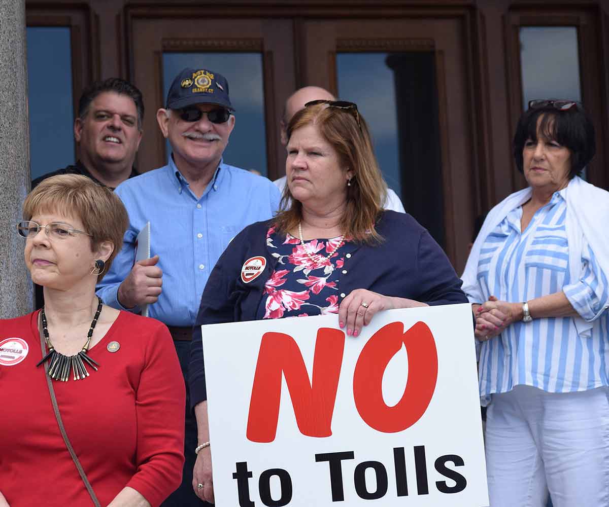 Irene Haines at anti-toll rally at the Capitol